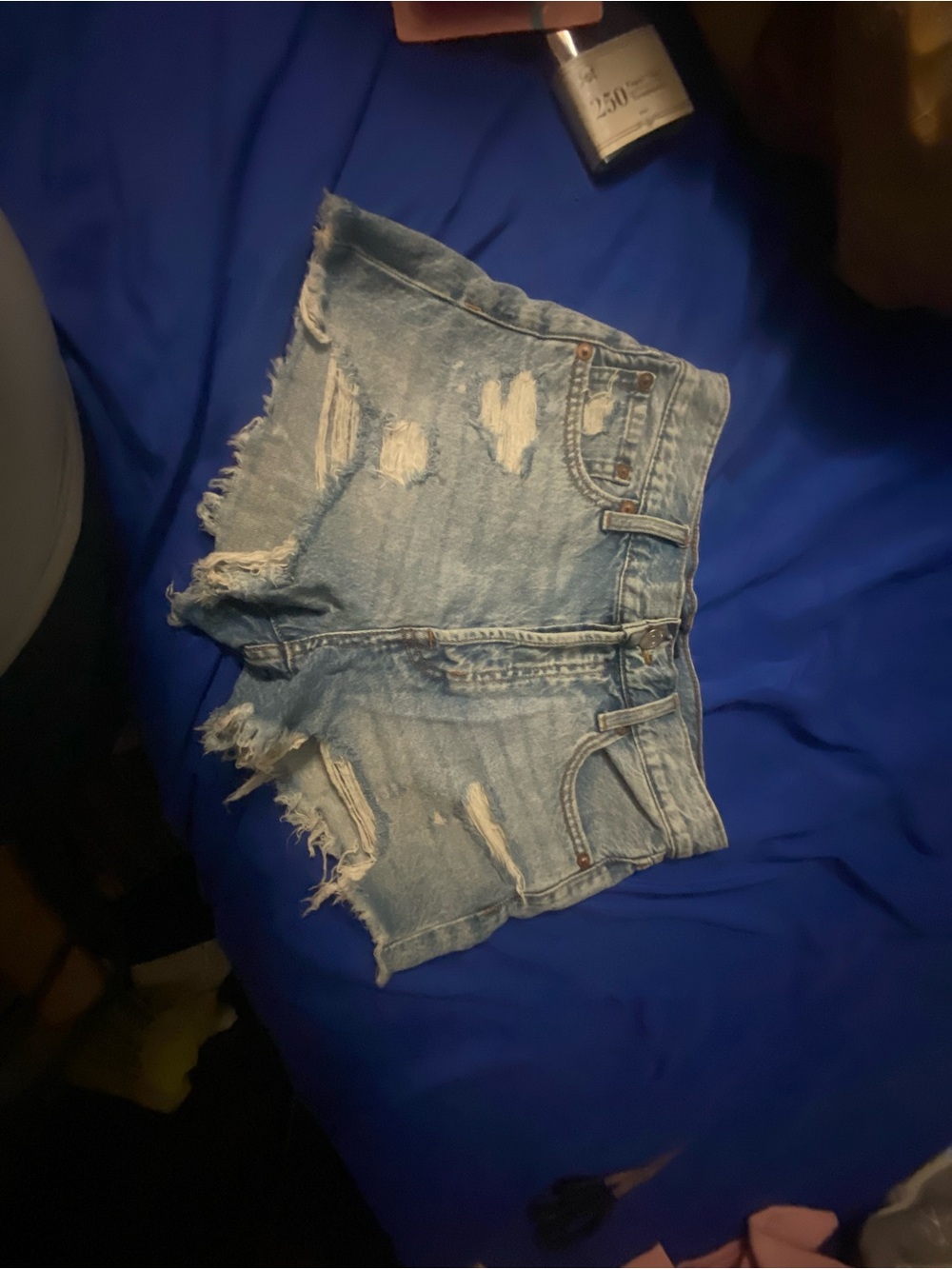 Aeropostale Light Blue Distressed High-Rise Denim Shorts - Picture 6 of 9